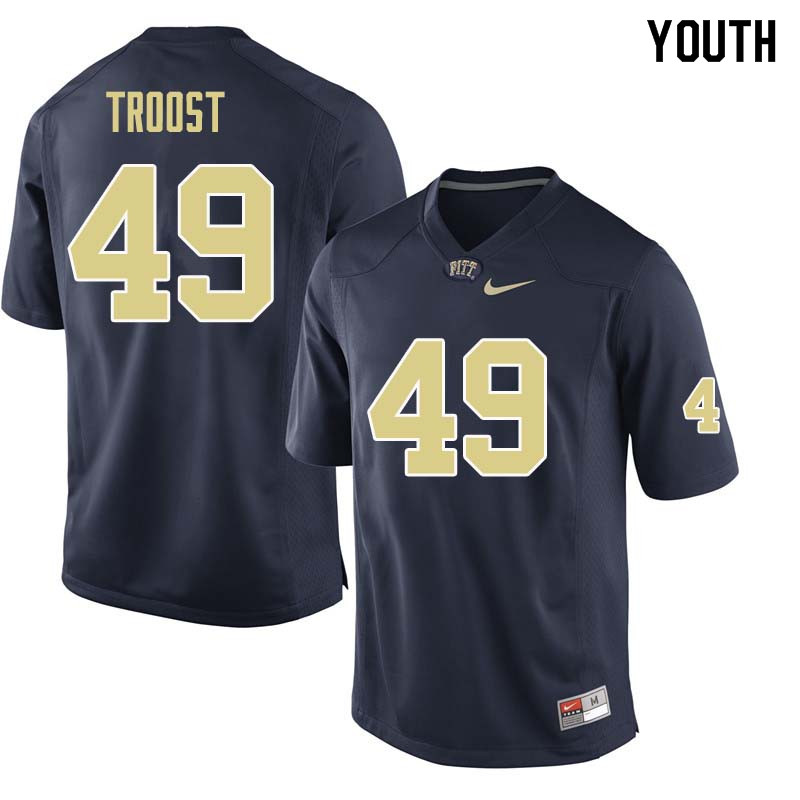 Youth #49 Ian Troost Pittsburgh Panthers College Football Jerseys Sale-Navy